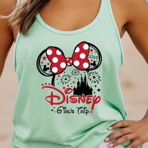 Disney Girls Trip Racerback, Disney Squad Shirt, Ears Trip Tops, Disneyworld Castle Tank, Disney Matching Top, Minnie Womens Racerback