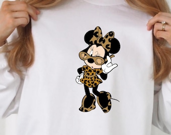 Disney Minnie Safari Leopard Print Long Sleeve Tee