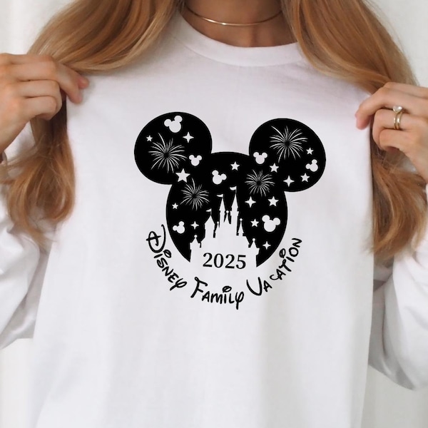 Voyage d'amis Disney assortis manches longues, 2025 vacances en famille manches longues, voyage Disney manches longues, chemises de voyage Disneyworld
