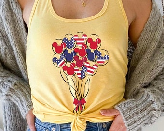 Disney Balloon USA Flag Racerback Tank Top