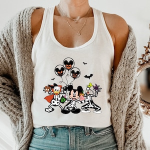 Disney Halloween Racerback, 2025 Horror Skeleton Tank, Disney Matching Balloon Tank, Mickey Minnie and Friends, Halloween Ladies Racerback