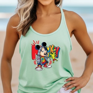 Disney Mickey Ladies Racerback, Disneyworld Women Mickey Tank, Disney Mickey Top, Womens Disney Tank, Disney Tank Women Outfit