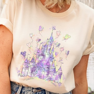Disney Watercolor Castle Shirt, Pretty Watercolor Castle T-shirt, Disney Trip Shirt, Disney Women Tee, Disney Matching T-shirt