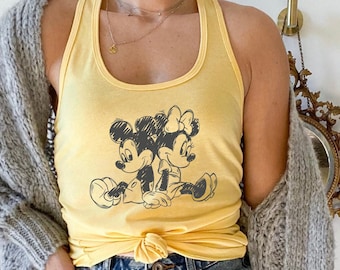 Disney Mickey Minnie Racerback, Disney Racerback, Sketch Tank, Disneyworld Matching Tops, Disneyworld Vintage Womens Racerback