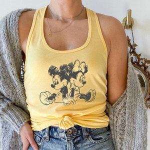 Disney Mickey Minnie Racerback, Disney Racerback, Sketch Tank, Disneyworld Matching Tops, Disneyworld Vintage Womens Racerback Tank