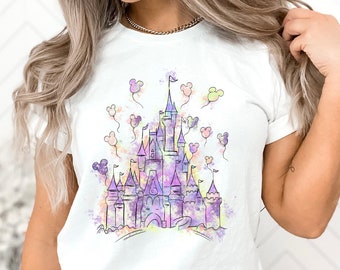 Disney Watercolor Castle Shirt, Pretty Watercolor Castle T-shirt, Disney Trip Shirt, Disney Women Tee, Disney Matching Tee