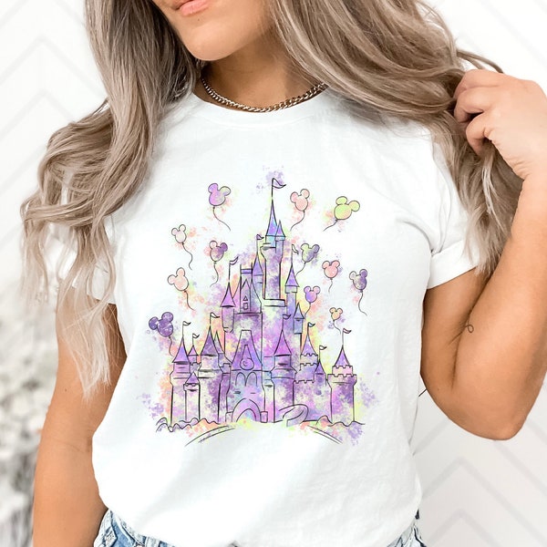 Disney Watercolor Castle Shirt, Pretty Watercolor Castle T-shirt, Disney Trip Shirt, Disney Women Tee, Disney Matching Tee