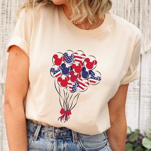 Disney USA Flag T-shirt, USA Flag Shirt, 4th of July Tee, USA Flag Mickey Shirt, Patriotic Gift Shirt, Mickey Balloon T-shirt, Ears Balloon