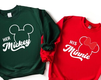 Disney Couple Sweatshirt, Her Mickey His Minnie Matching Shirts