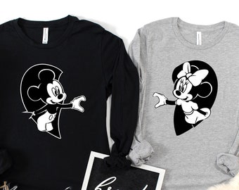 Disney Mickey Minnie Matching Long Sleeve Couple Shirts