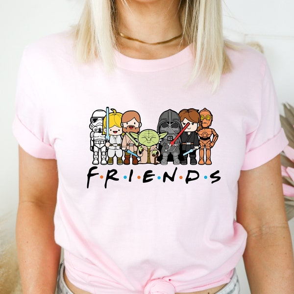 Friends Star Wars Shirt, Star Wars Cartoon T-shirt, Personalized Star Wars Tee, Friends Gift Tee, Cartoon Lovers Tee, Galaxy Lover Tee