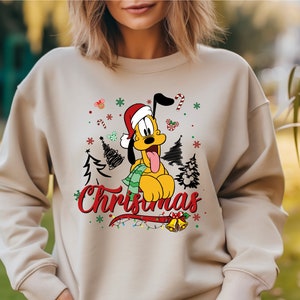 Disney Pluto Christmas Sweatshirt, Pluto Xmas Hoodie, Disney Pluto Christmas Matching Sweatshirts, Family Disney 2025 Hooded Sweatshirt