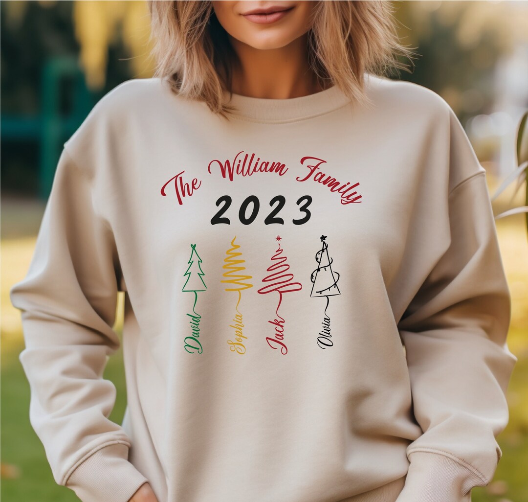 Christmas Family Tree Sweatshirts, Personalized Names Christmas Hoodies ...
