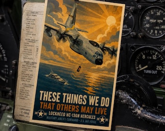 HC-130N ARRS Hercules - WPA Art Style Postcard