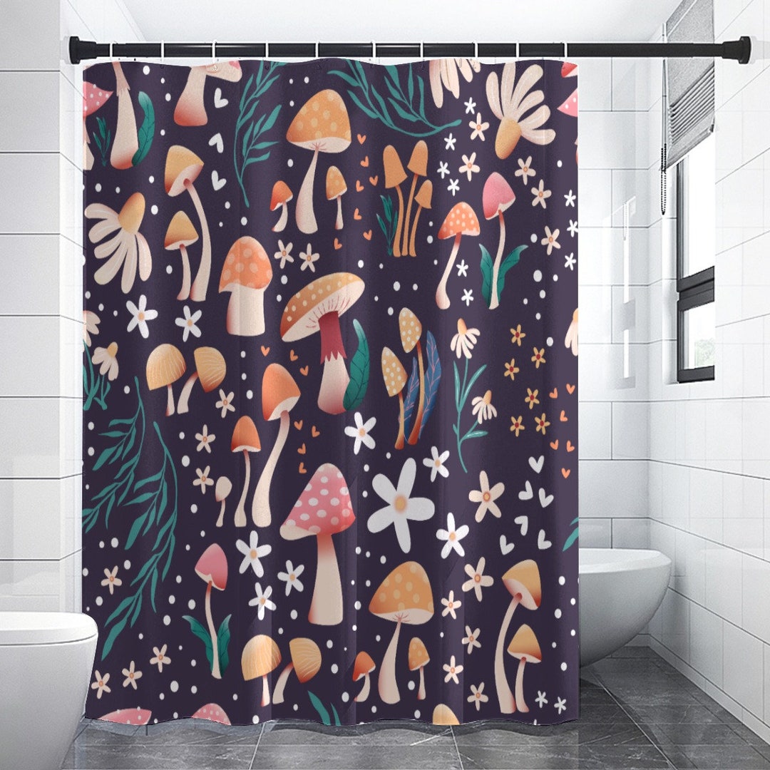 Forest Fungi Shower Curtain: Rustic Mushroom Patterned - Etsy