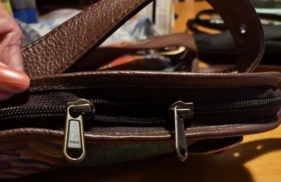 1990's Anuschka Python Bloom Floral Large Hand pa… - image 7