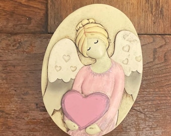 Boîte à bijoux en grès en forme de cœur d'ange, grand modèle, années 1990, par Spiritual Harvest. Livraison gratuite.