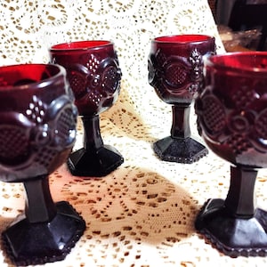 Vintage Avon Cape Cod Ruby Red Cordial Goblet: 1980s Stemware. FREE SHIPPING