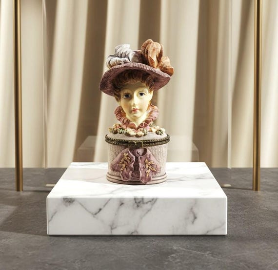 Victorian Trinket box Head Bust: Purple resin Necklace, SHIPS FREE
