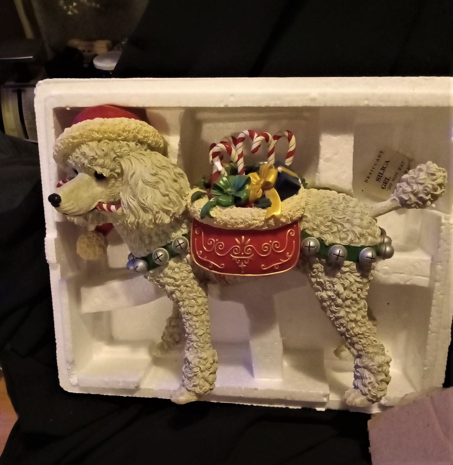 Danbury Mint Christmas Poodle Large Figurine Dog With Candy Etsy