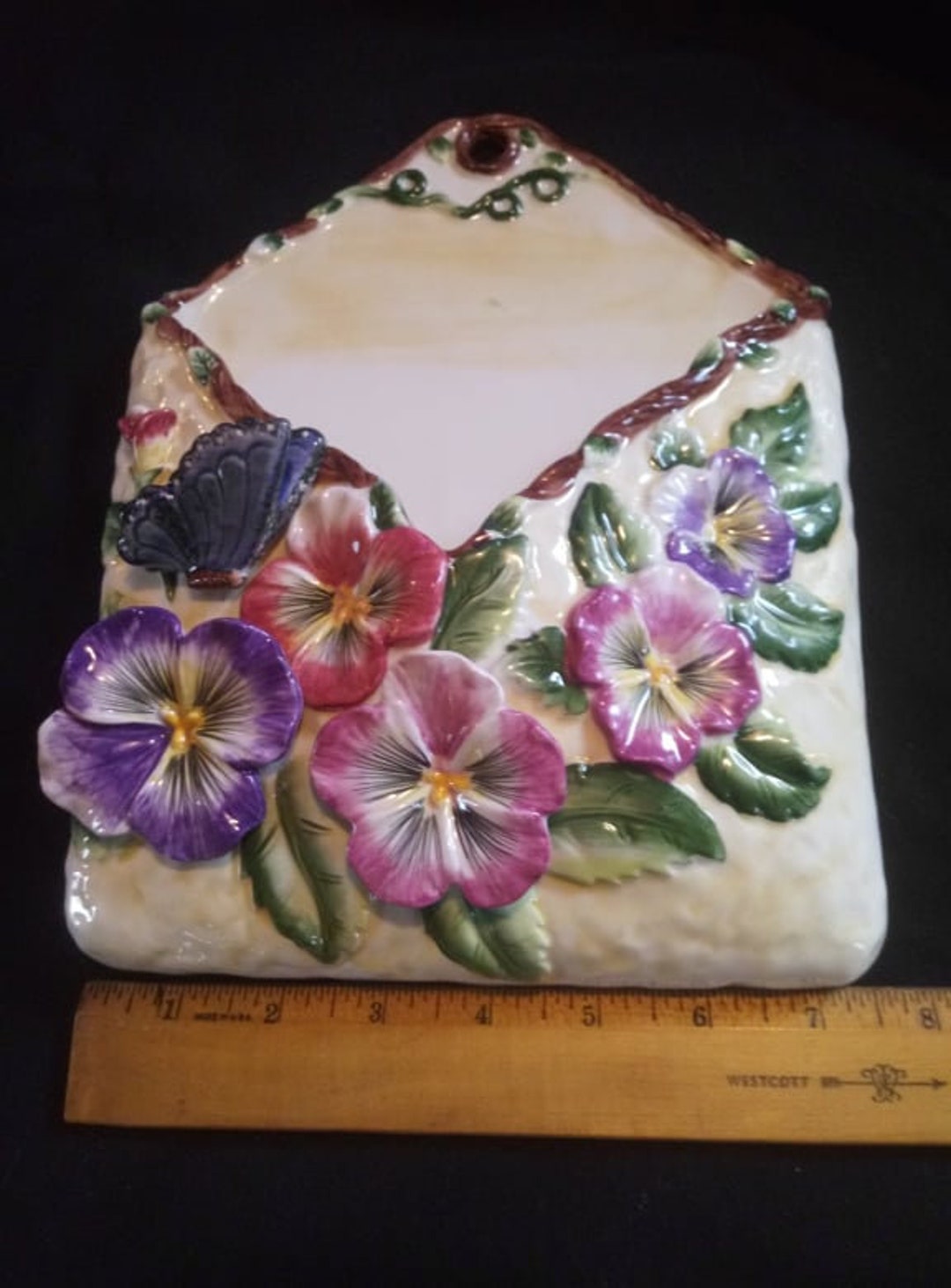 Vintage Ceramic Garden Wall Planter Sconce Hanging Garden Pocket Etsy