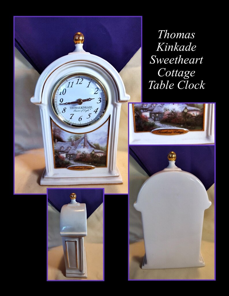 Thomas Kinkade Clock, Ceramic, Art, Sweetheart Cottage, 2004. Etsy