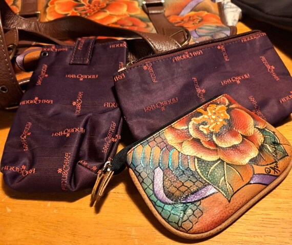 1990's Anuschka Python Bloom Floral Large Hand pa… - image 9