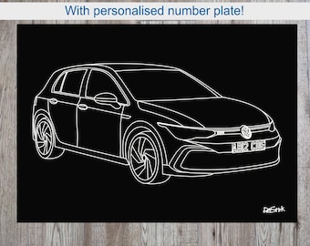 A3 VW Golf GTI with personalised number plate on 5mm foamboard.
