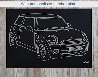 A3 Mini One with personalised number plate on 5mm foamboard.
