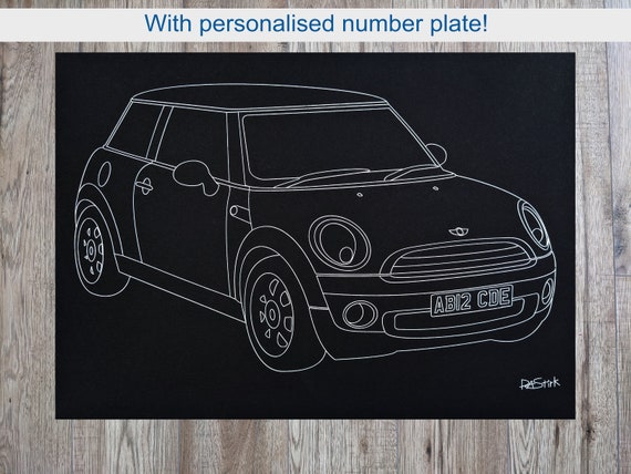 A3 Mini One with personalised number plate on 5mm foamboard.