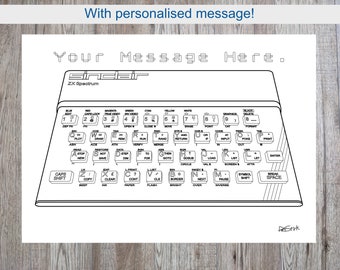 A3 ZX Spectrum with optional personalised message on white foamboard.
