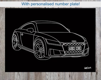 A3 Audi TT (current model) with personalised number plate on 5mm foamboard.