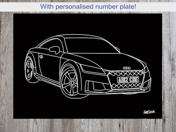 A3 Audi TT (current model) with personalised number plate on 5mm foamboard.