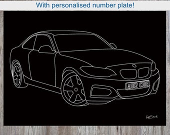 A3 BMW 240 with personalised number plate on 5mm foamboard.