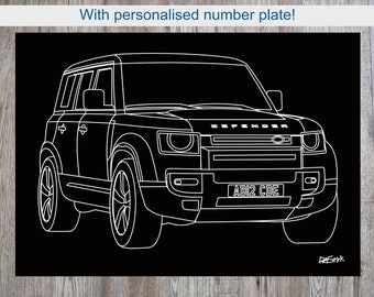 A3 Defender 110 with personalised number plate on 5mm foamboard.
