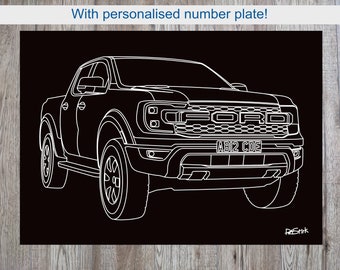 A3 Ford Raptor pickup with personalised number plate on 5mm foamboard.
