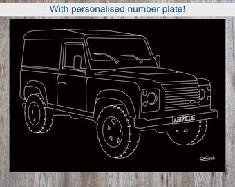 A3 Defender with personalised number plate on 5mm foamboard.