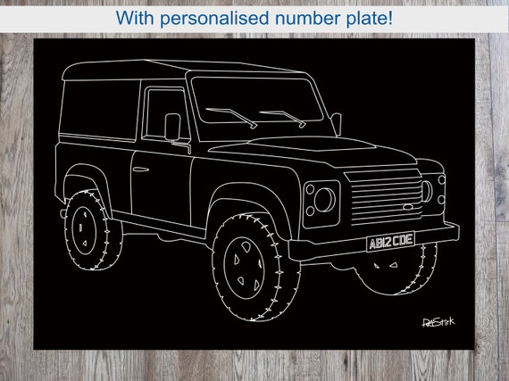 A3 Defender with personalised number plate on 5mm foamboard.