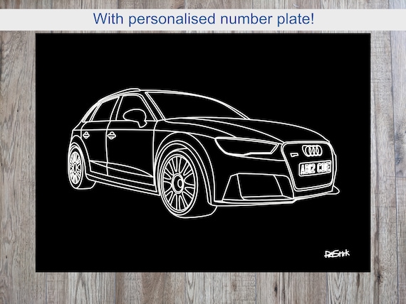 A3 Audi A3 RS3 with personalised number plate on 5mm foamboard.