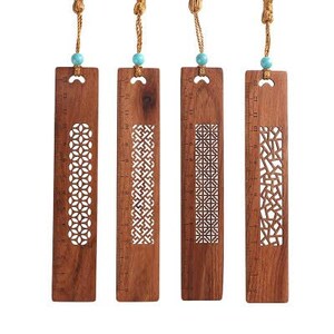 Chinese Style Wooden Bookmark, Set of Four Bookmarks | Bookmarks for Teachers | Gifts for Students | Bookmarks for Book Readers & Book Lovers