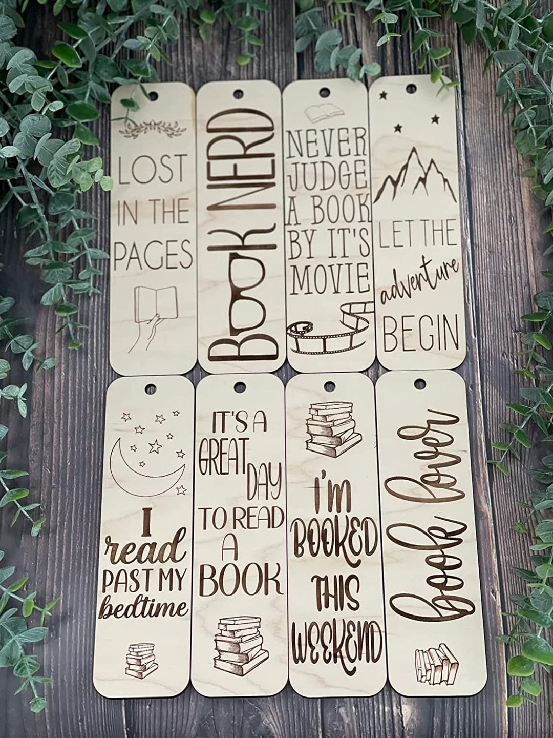 Wooden Bookmarks Set of 8 Bookmark With Custom Messages/optional ...