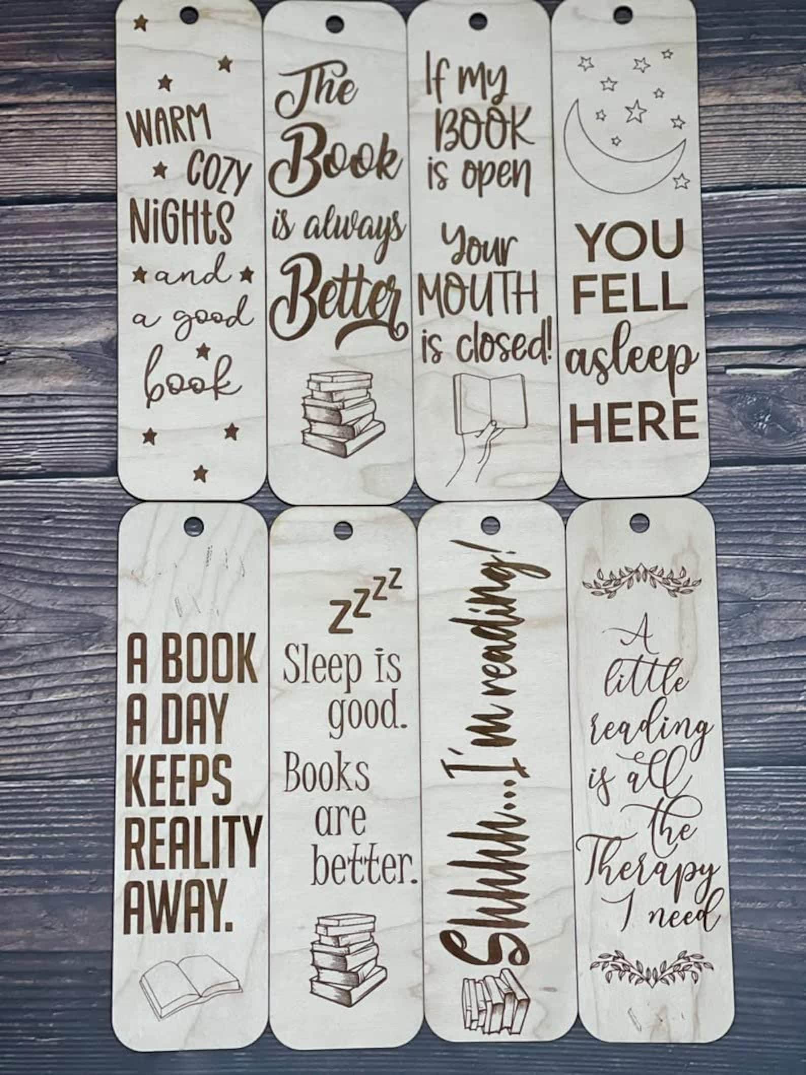 Wooden Bookmarks Set of 8 Bookmark With Custom Messages/optional ...