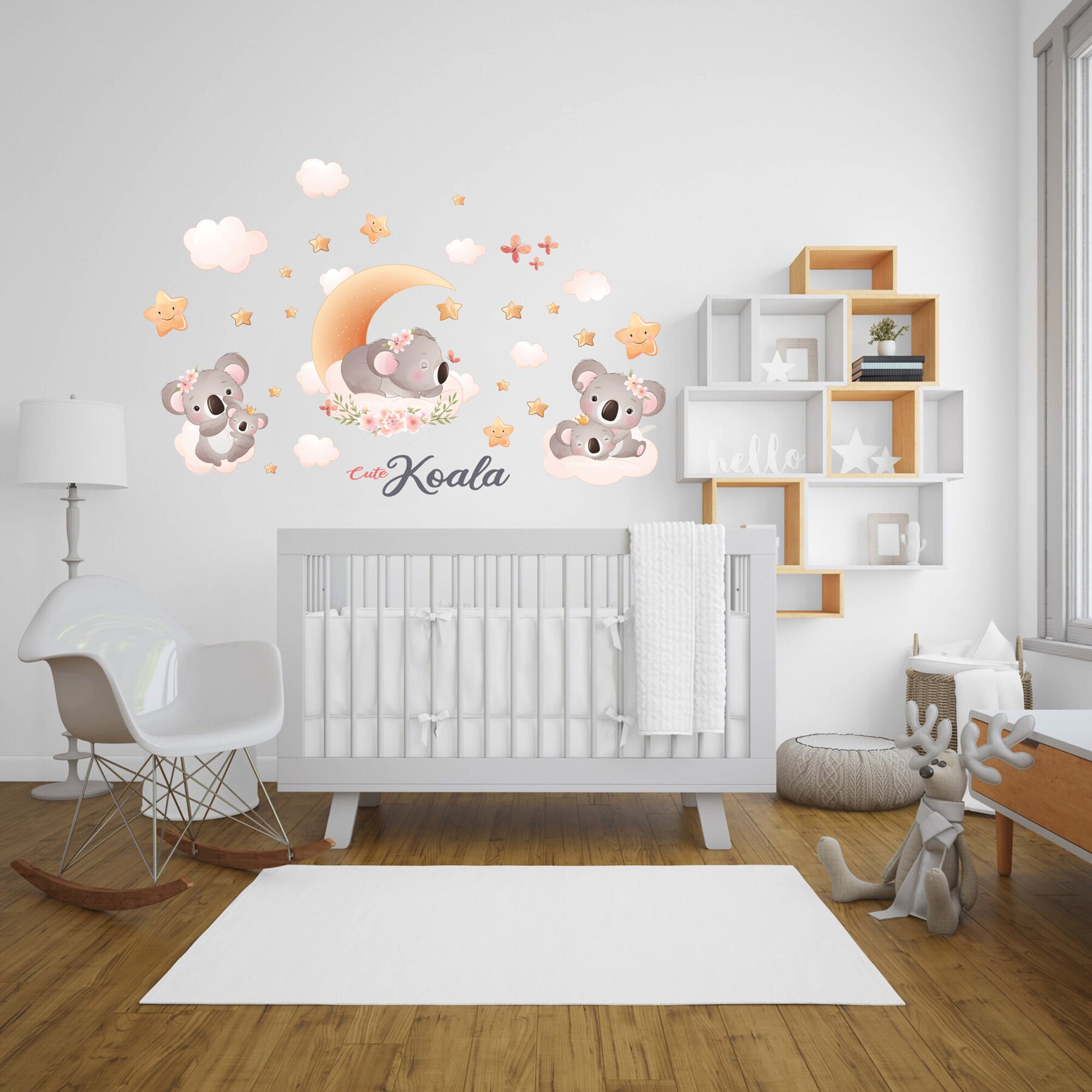 Removable Animal Wall Decals - Cartoon Owls, Giraffe, Lion, Trees & Butterflies Kids Room Decor - View #3