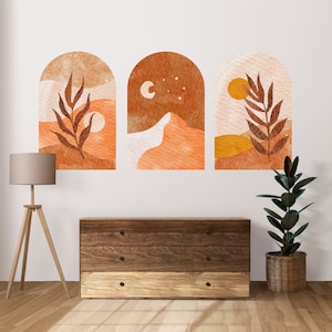 3 Piece Orange Boho Decal Orange Wallpaper Decals , Headboard Decal, Bedroom Decal, Nursery Wall Stickers, Boho Wall Sticker, Wall Decor