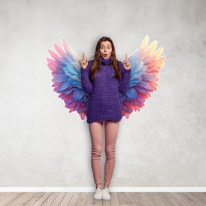Watercolor Angel Wings Wall Decal – Boho Nursery Wall Art, Kids Room Decor, Home Decoration & Classroom Wall Sticker EGA_0011