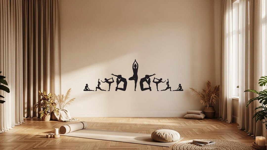 Yoga Pose Wall Decal, Meditation Studio Decor, Pilates Wall Art_ega ...