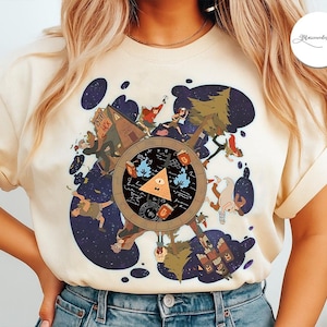 Retro All-Seeing Triangle Eye Shirt, Mystical Pyramid Symbol Tee, Vintage Cartoon-Inspired Graphic Top