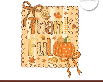 Preppy Thankful Fall PNG, Autumn Pumpkin Sublimation, Give Thanks Jesus Design, Thanksgiving Shirt PNG, Christian Fall Digital Download