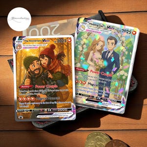Personalized Anime-Inspired Anniversary Card, Custom Couple Photo Card, Wedding or Anniversary Gift, Cute Card for Him or Her