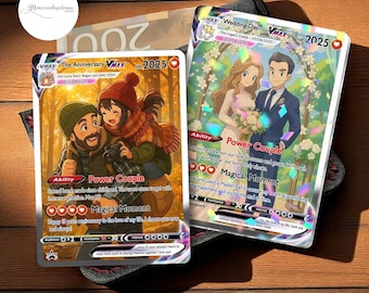 Personalized Anime-Inspired Anniversary Card, Custom Couple Photo Card, Wedding or Anniversary Gift, Cute Card for Him or Her